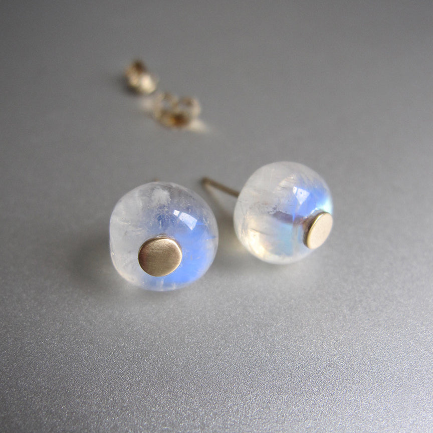 rainbow moonstone button posts solid 14k gold earrings3