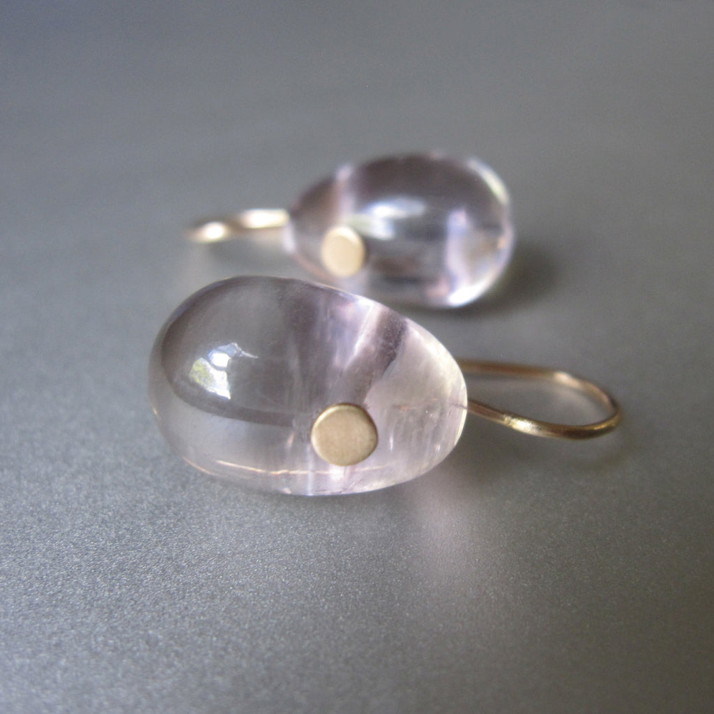 Reserved for Rebecca --- Light Pink Amethyst Jelly Bean Drops Solid 14k Gold Earrings