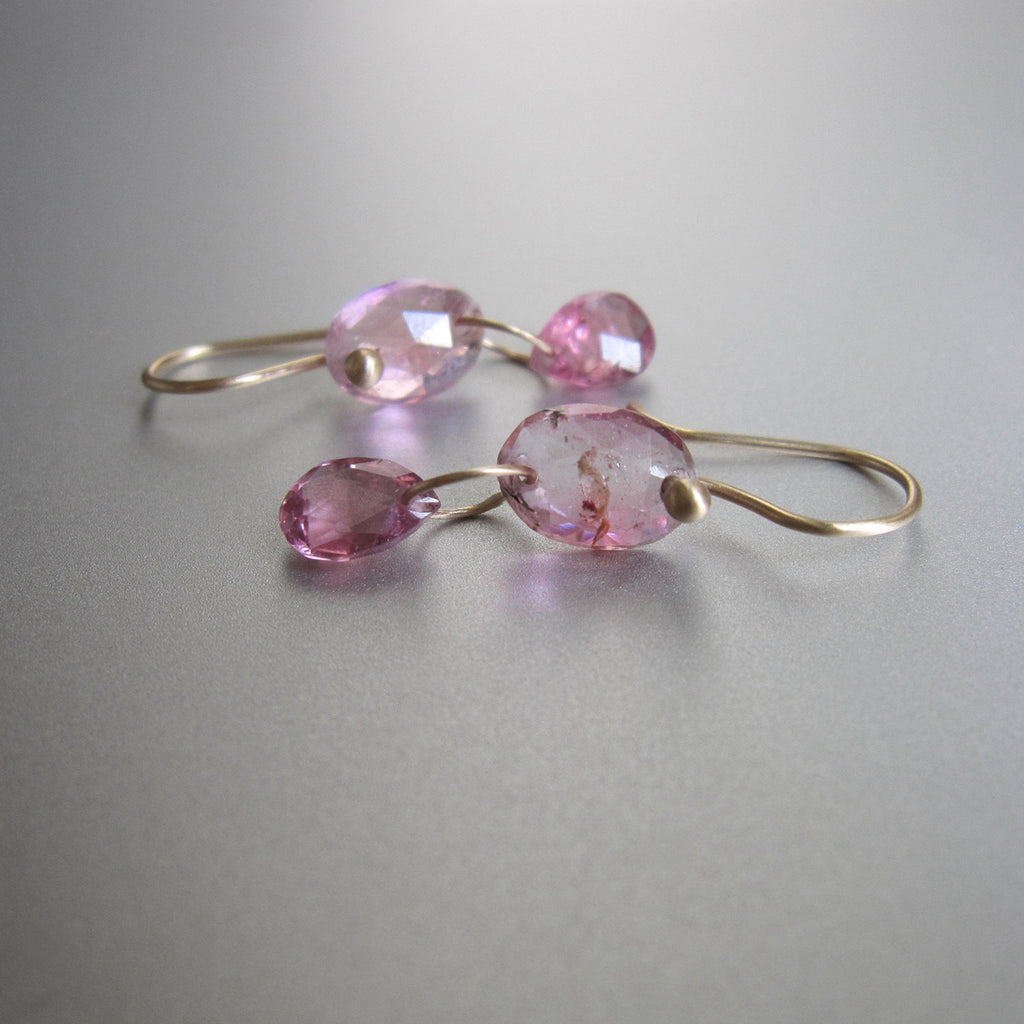 small pink tourmaline double drops solid 14k gold earrings4