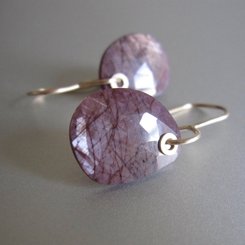 rose cut pink sapphire slices solid 14k gold earrings4