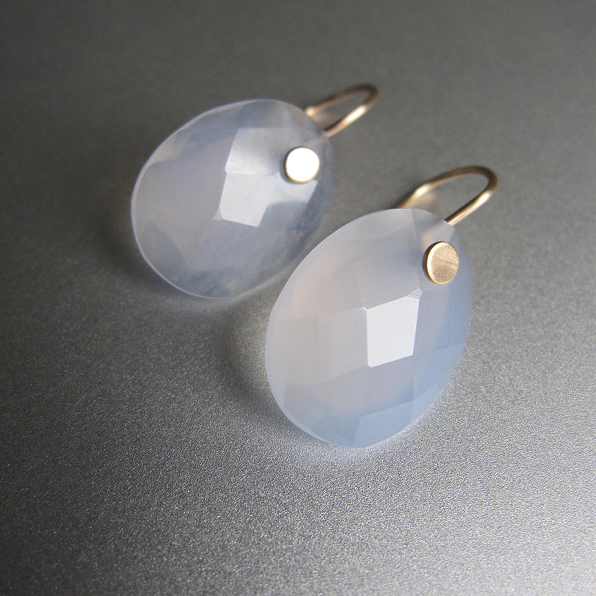 blue chalcedony oval rose cut slices solid 14k gold earrings2