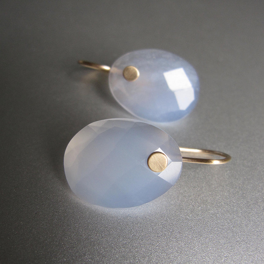 blue chalcedony oval rose cut slices solid 14k gold earrings5