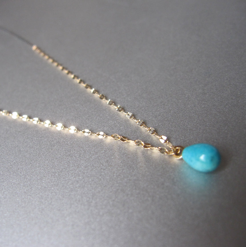 Mixed metals sterling and 14k yellow gold chain with small turquoise drop necklace6