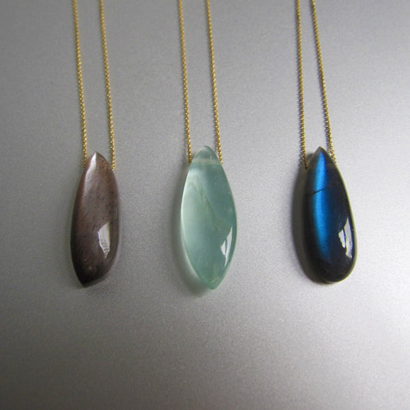 choose your stone choose your metal drop necklace on chain chocolate moonstone labradorite aquamarine
