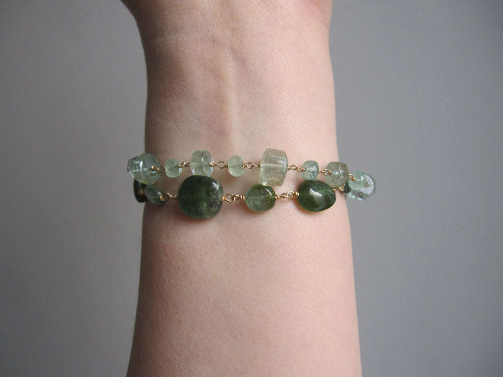 emerald and moss aquamarine solid 14k gold bracelet9