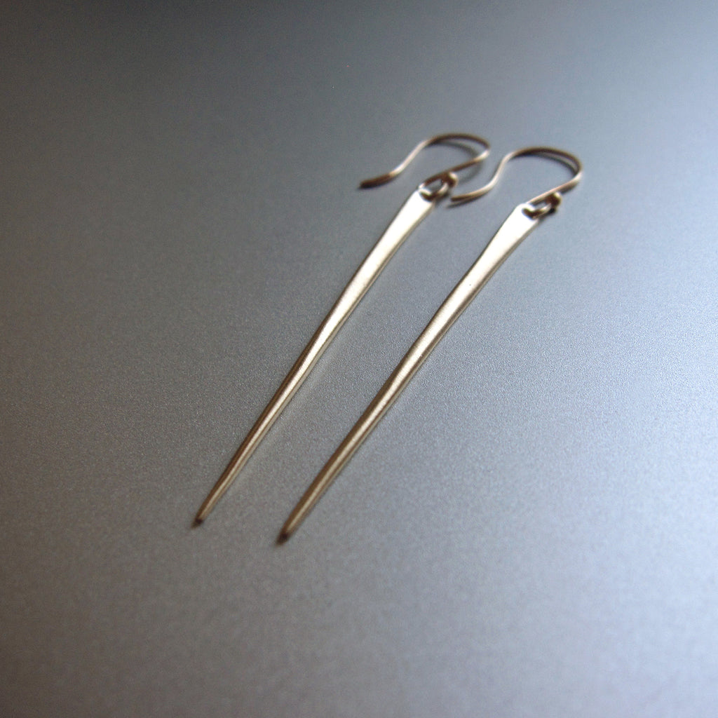 extra long 14k gold spike needle earrings3