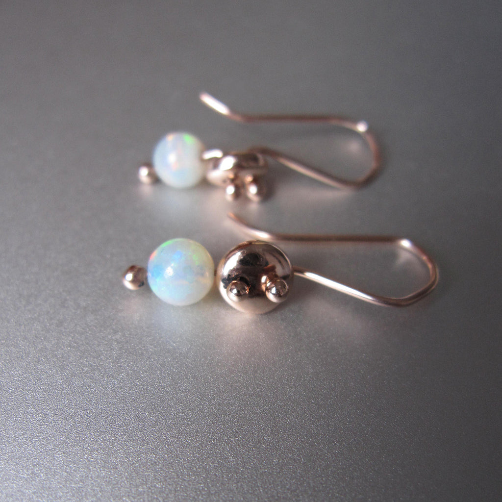 solid rose gold lentil earrings with opal beads3