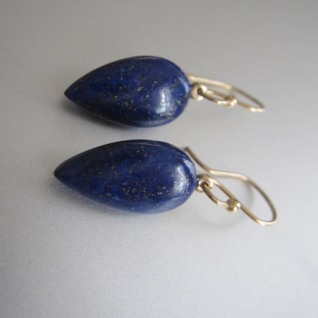 lapis lazuli pointed deep blue drops solid 14k gold earrings5
