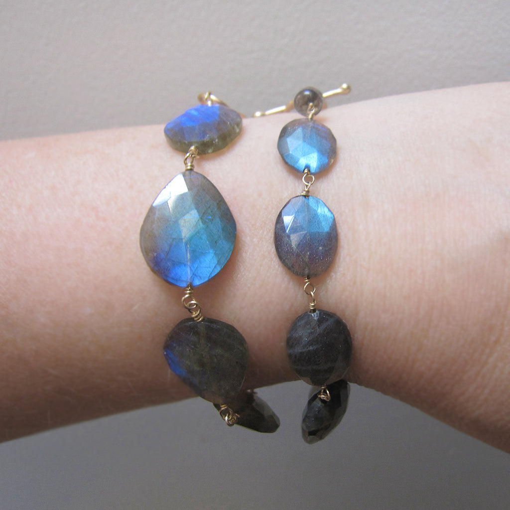 blue labradorite rose cut nugget solid 14k gold bracelet4