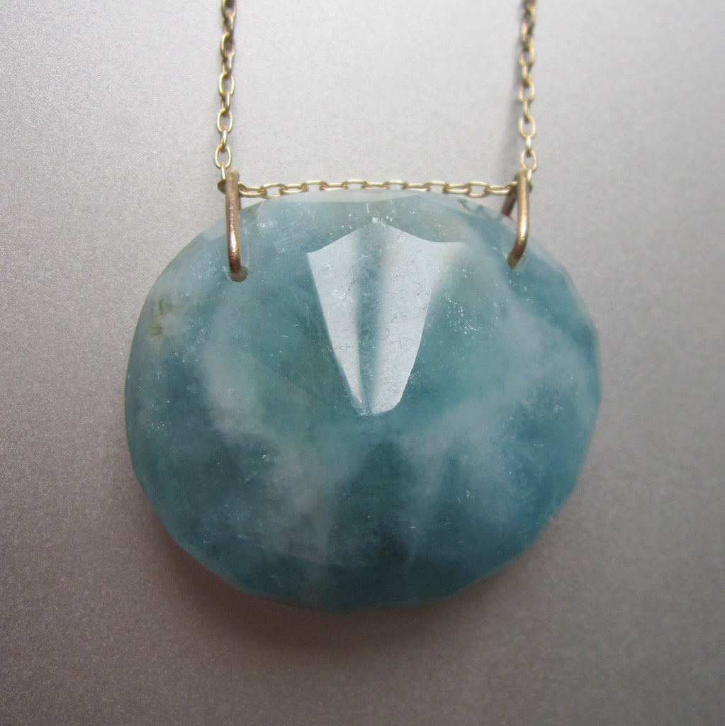 large natural aquamarine pendant solid 14k gold necklace2