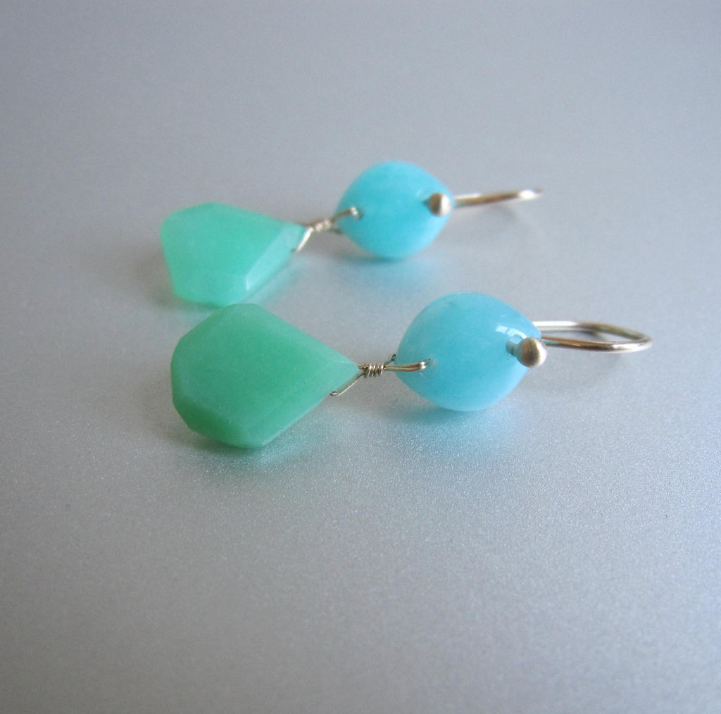 amazonite and chrysoprase double drop solid 14k gold earrings3
