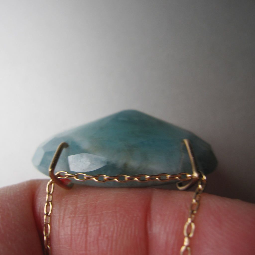 large natural aquamarine pendant solid 14k gold necklace8