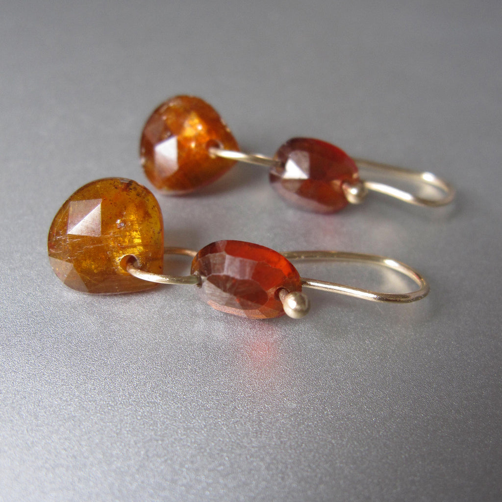 orange garnet and kyanite double drops solid 14k gold earrings2