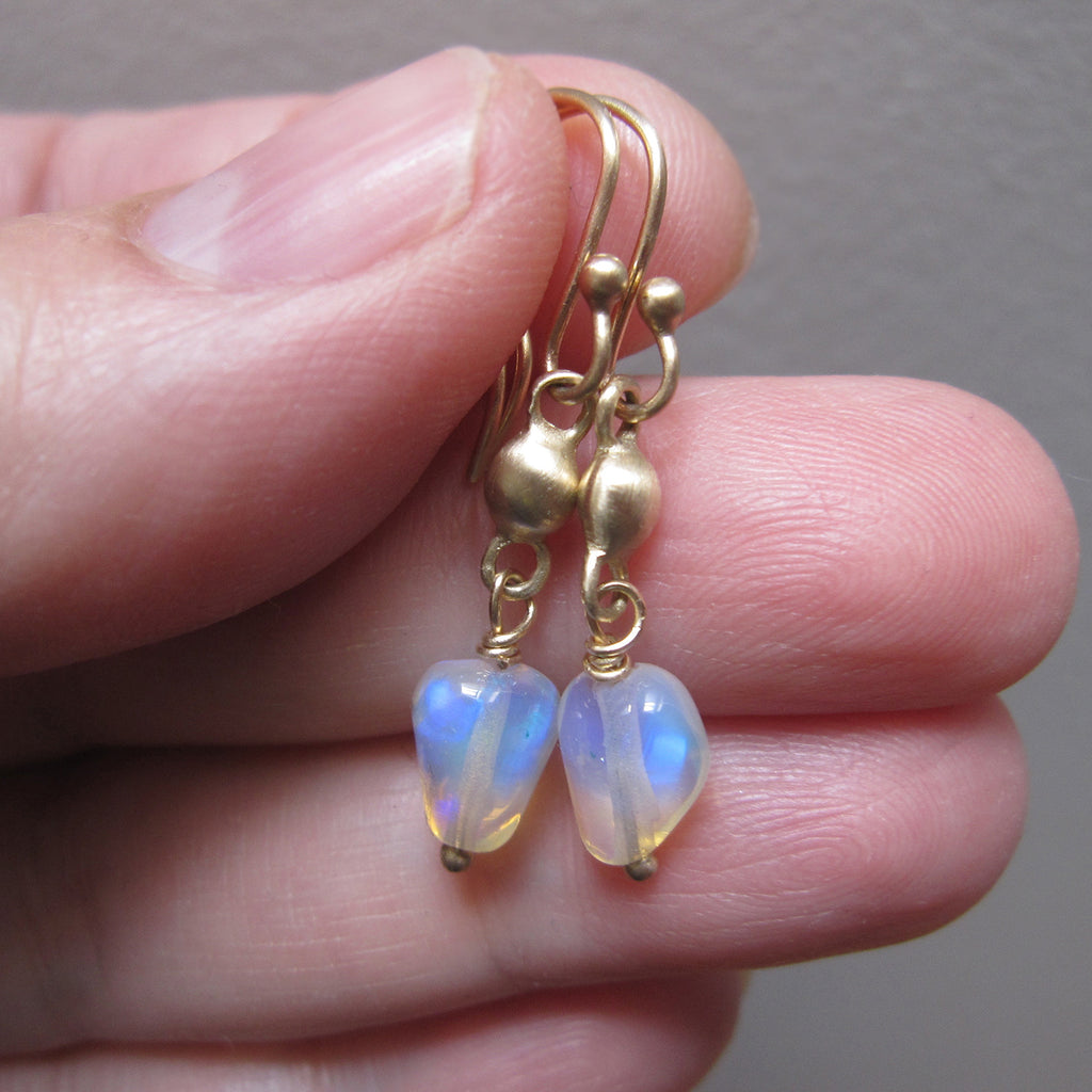 welo opal pebble drops solid 14k gold droplet link earrings3