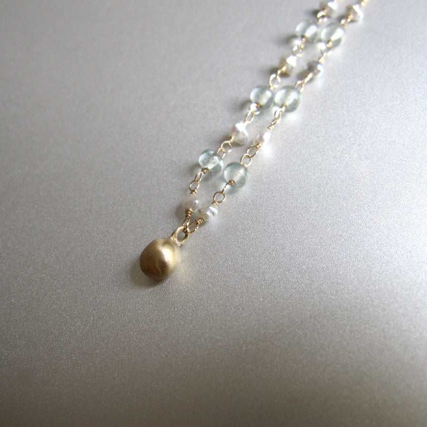 seed keshi pearl and aquamarine gold drop necklace solid 14k gold2