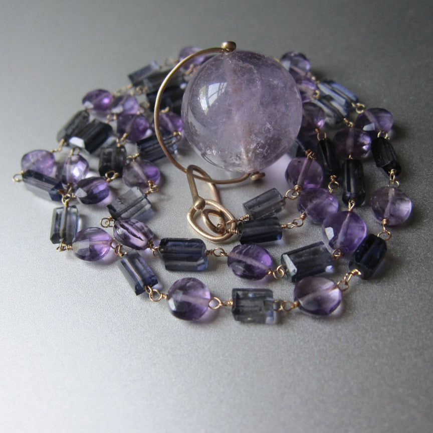 long amethyst and iolite 14k gold necklace with amethyst large marble pendant7