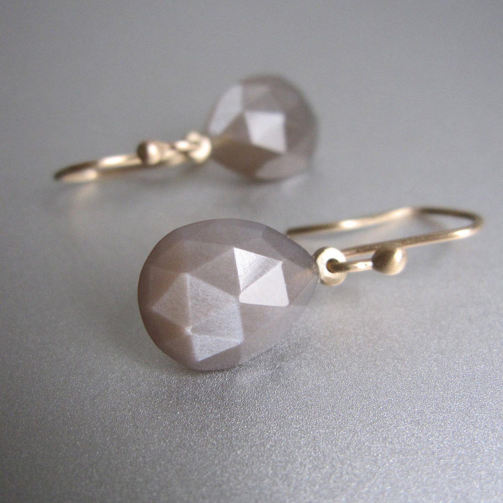 small faceted warm gray moonstone drops solid 14k gold earrings3