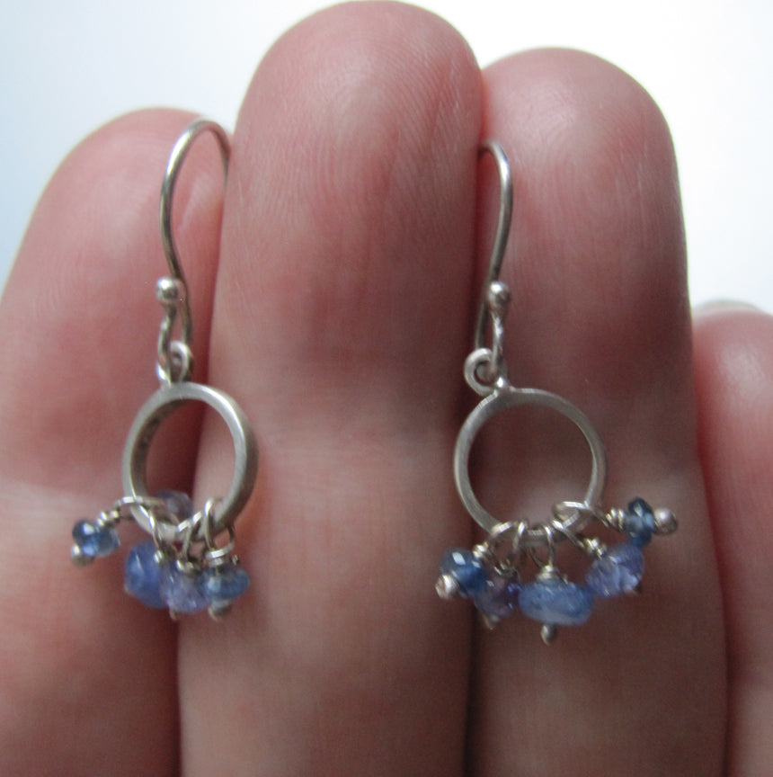 sapphire kyanite tanzanite sterling silver loop earrings3