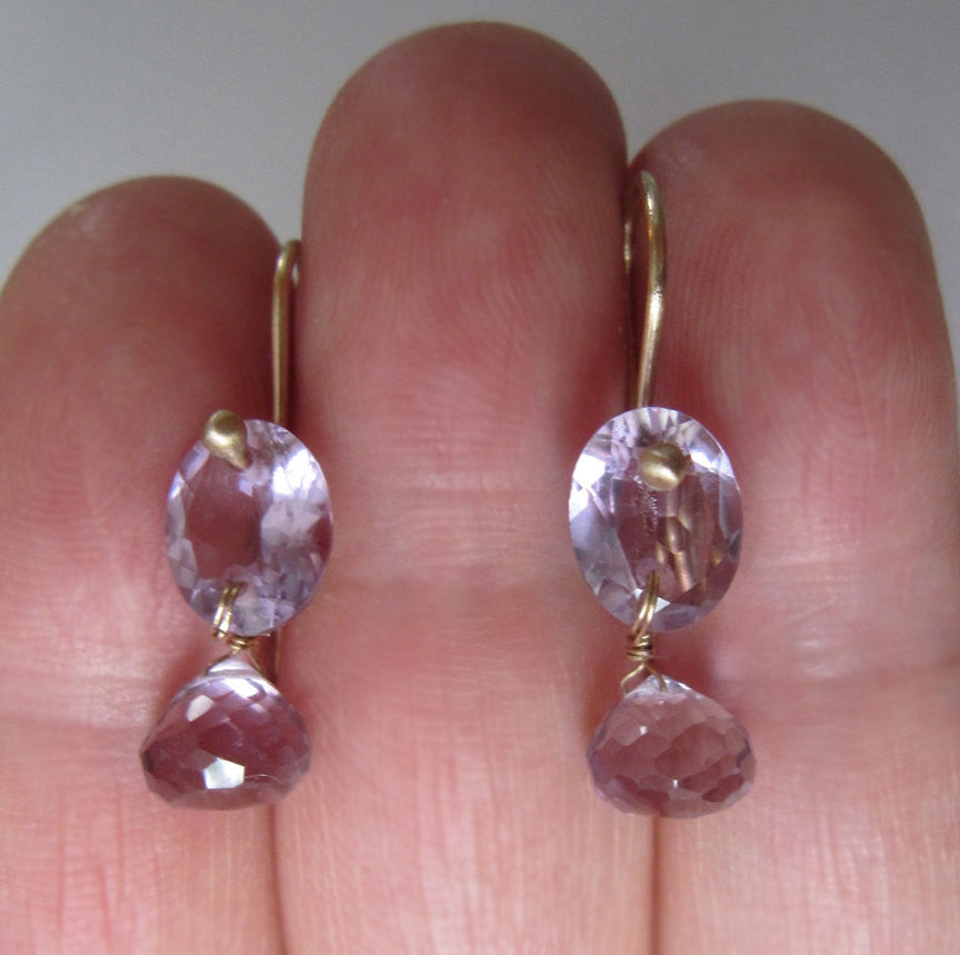 amethyst double drop solid 14k gold earrings5