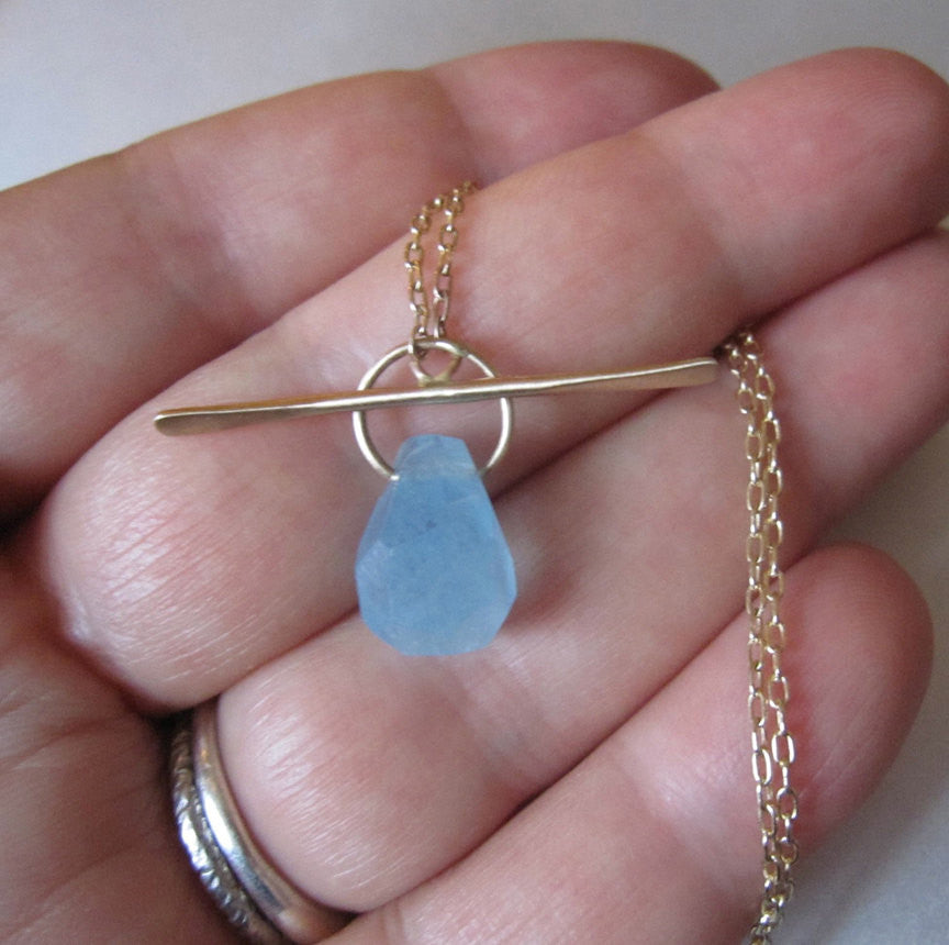 aquamarine drop solid 14k gold lariat toggle necklace3