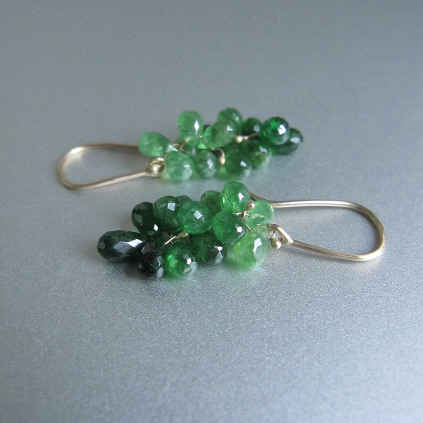 multi green garnet cluster drops solid 14k gold earrings4