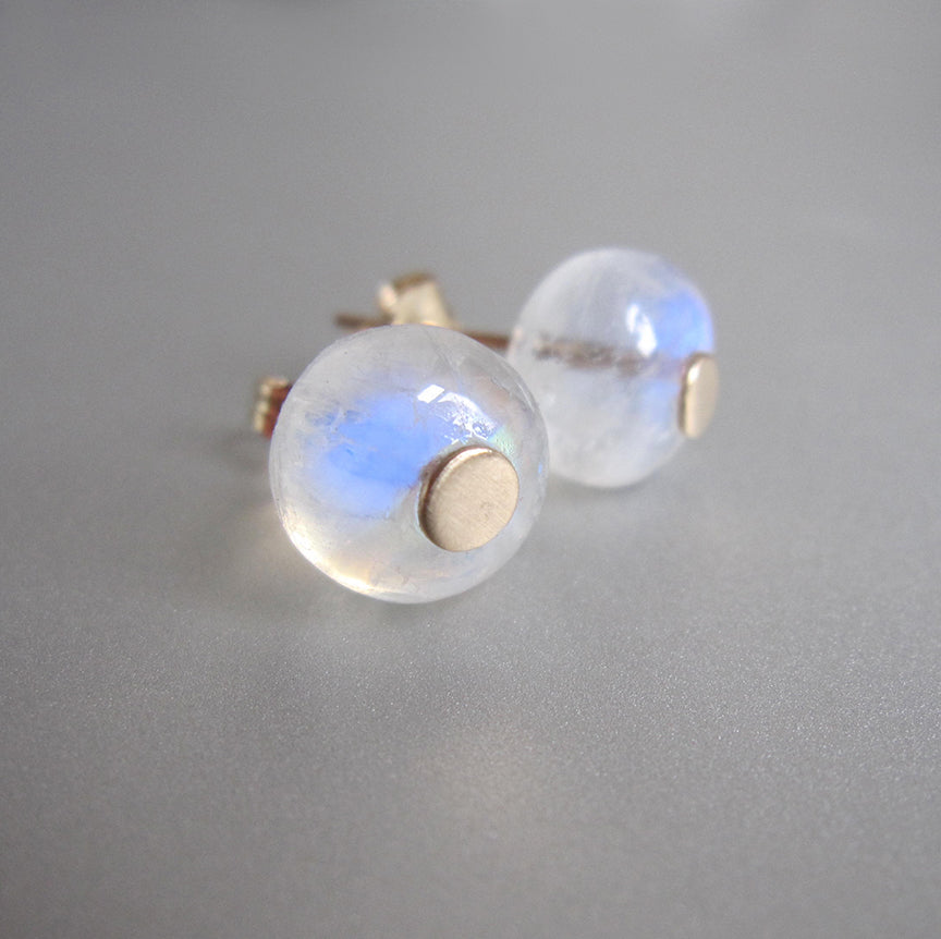 rainbow moonstone button posts solid 14k gold earrings5