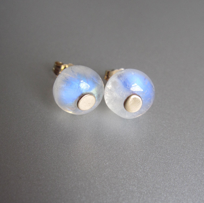 rainbow moonstone button posts solid 14k gold earrings2