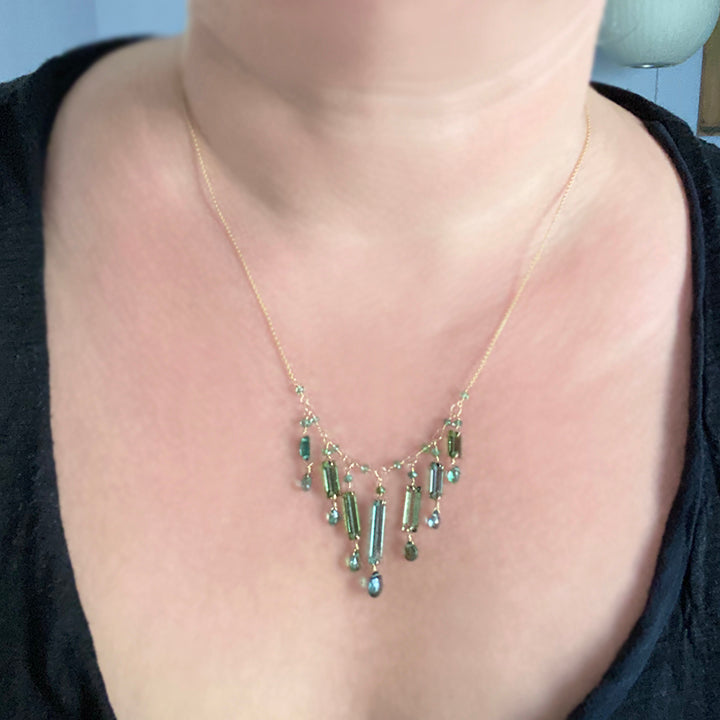 green blue tourmaline fringe solid 14k gold necklace7