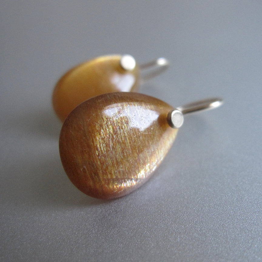 golden sunstone smooth drops solid 14k gold earrings4