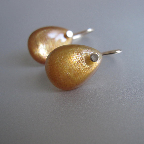 golden sunstone smooth drops solid 14k gold earrings