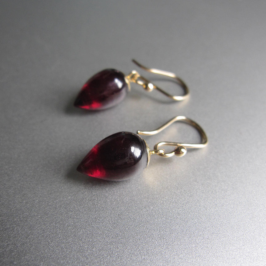 small pointed garnet drops solid 14k gold earrings3