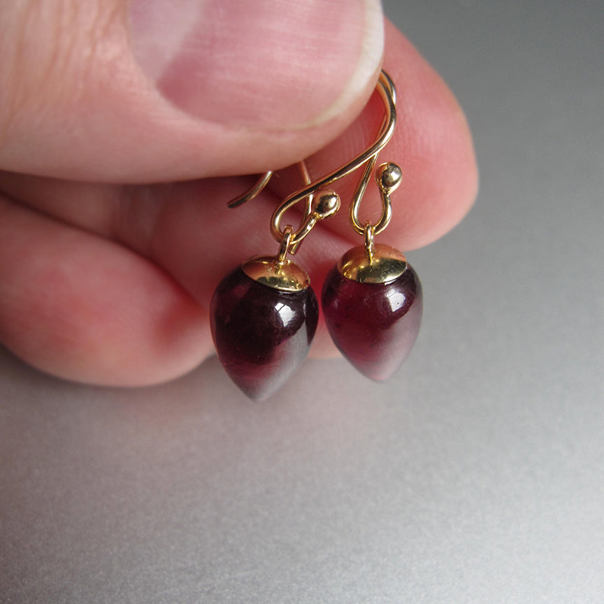 small pointed garnet drops solid 14k gold earrings4