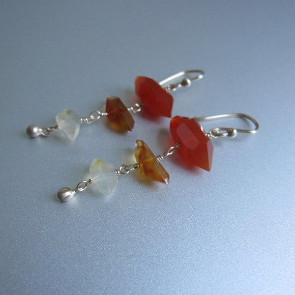 carnelian and agate crystal triple drops sold 14k gold earrings3