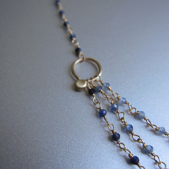 Blue Sapphire Ombre Seed Bead Swag Solid 14k Gold Necklace4