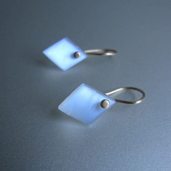 Blue Moonstone Diamond Slices Solid 14k Gold Earrings