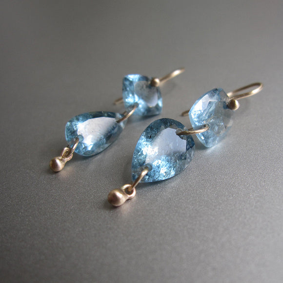 deep blue moss aquamarine mismatched double drops solid 14k gold earrings5