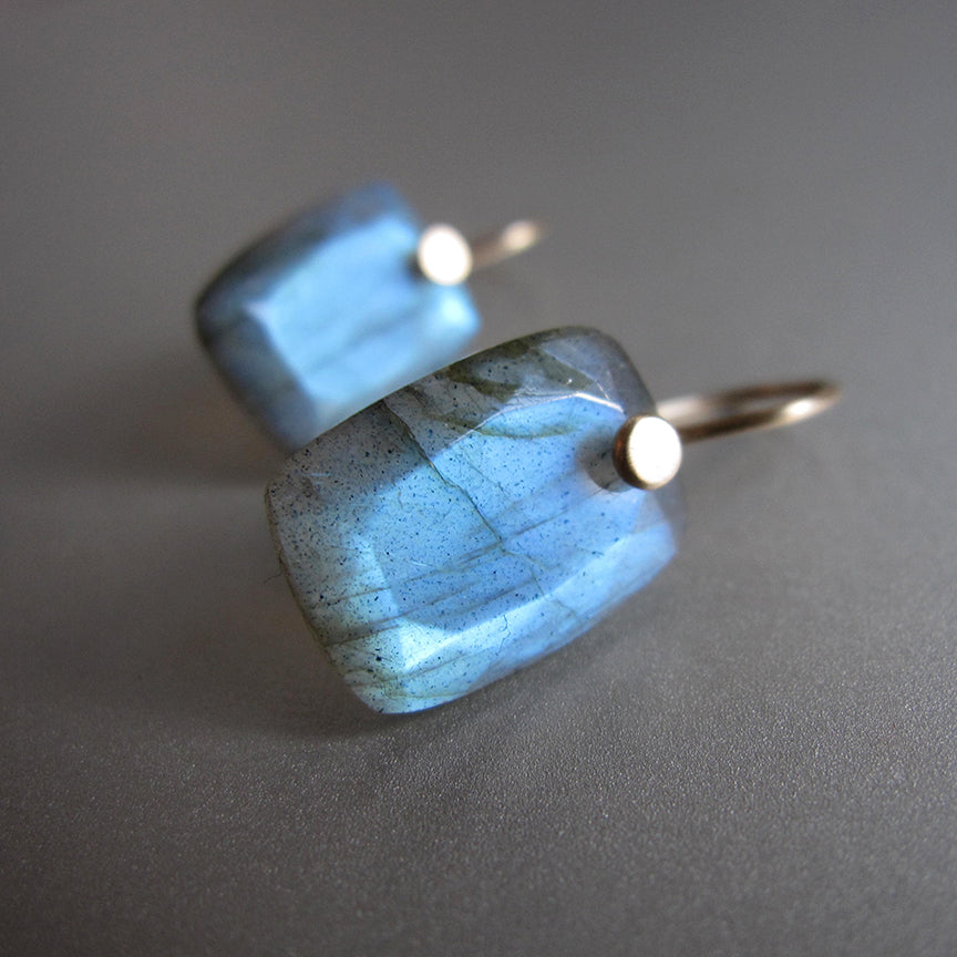 light blue labradorite cushion cut drops solid 14k gold earrings