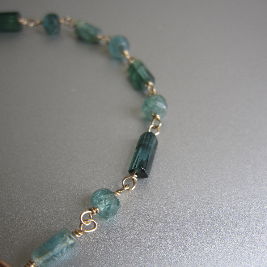 indicolite tourmaline tube bead solid 14k gold bracelet4