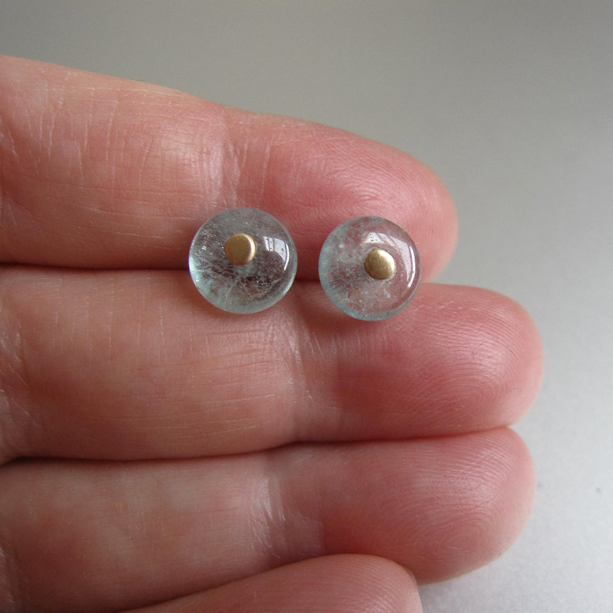 smooth aquamarine and pegged 14k gold post earrings4