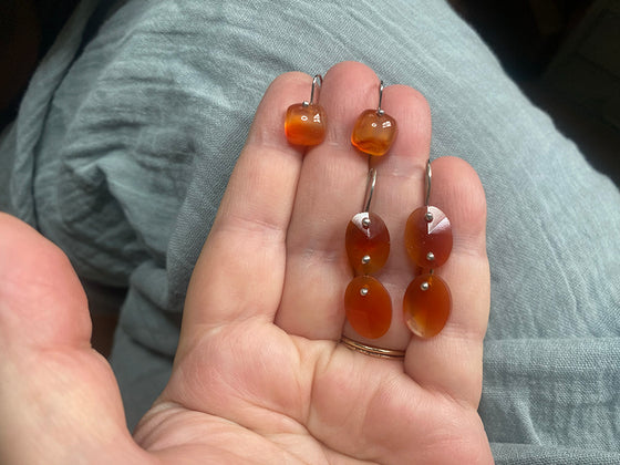 Custom Listing for Julia --- Carnelian Cushions on Sterling Silver Earrings