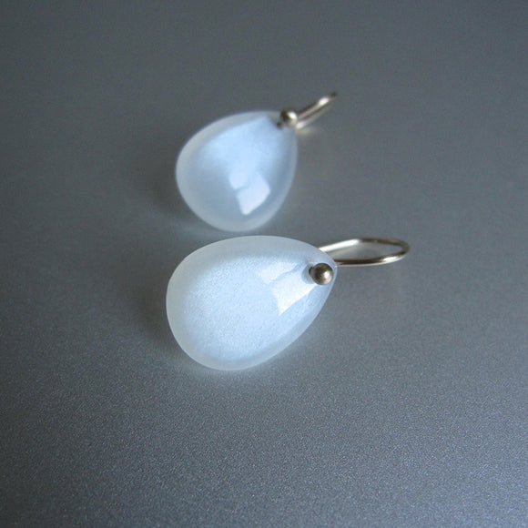 smooth white moonstone drops solid 14k gold earrings