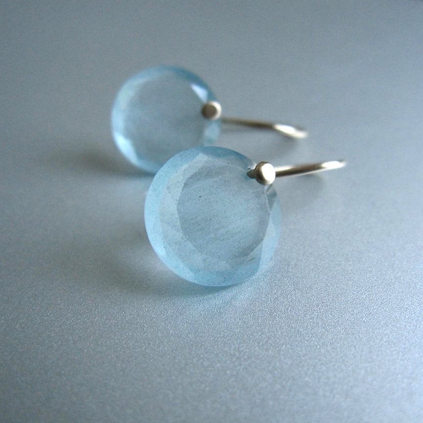 aquamarine station cut disc drops solid 14k gold earrings3