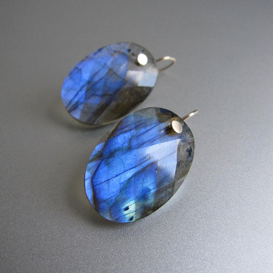 large blue labradorite faceted oval solid 14k gold earrings1