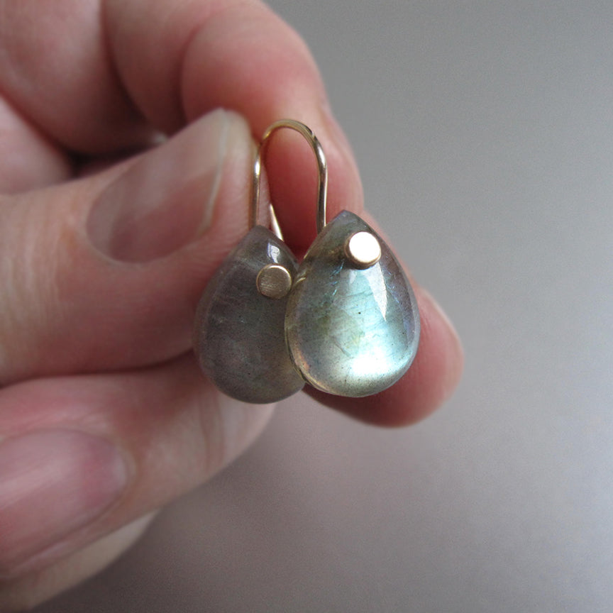 small smooth green labradorite drops solid 14k gold earrings4