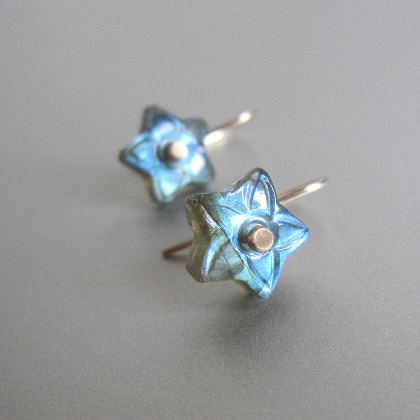 teal labradorite star flower solid 14k gold earrings4