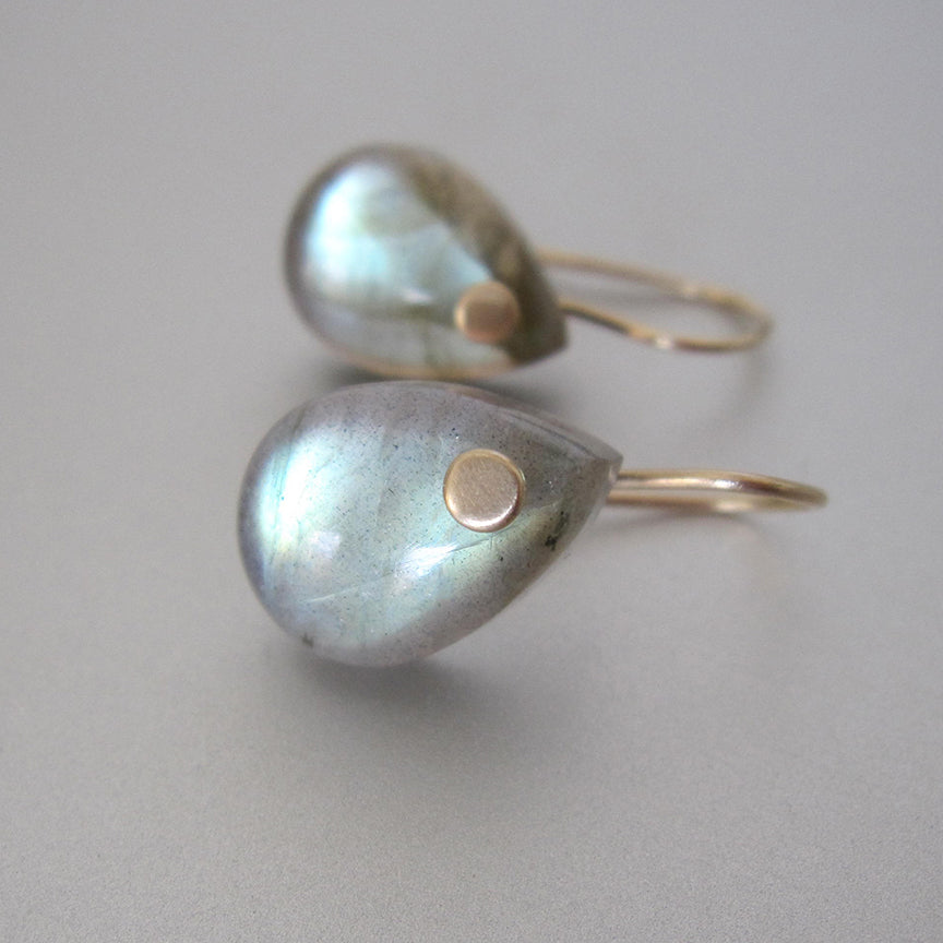 small smooth green labradorite drops solid 14k gold earrings2