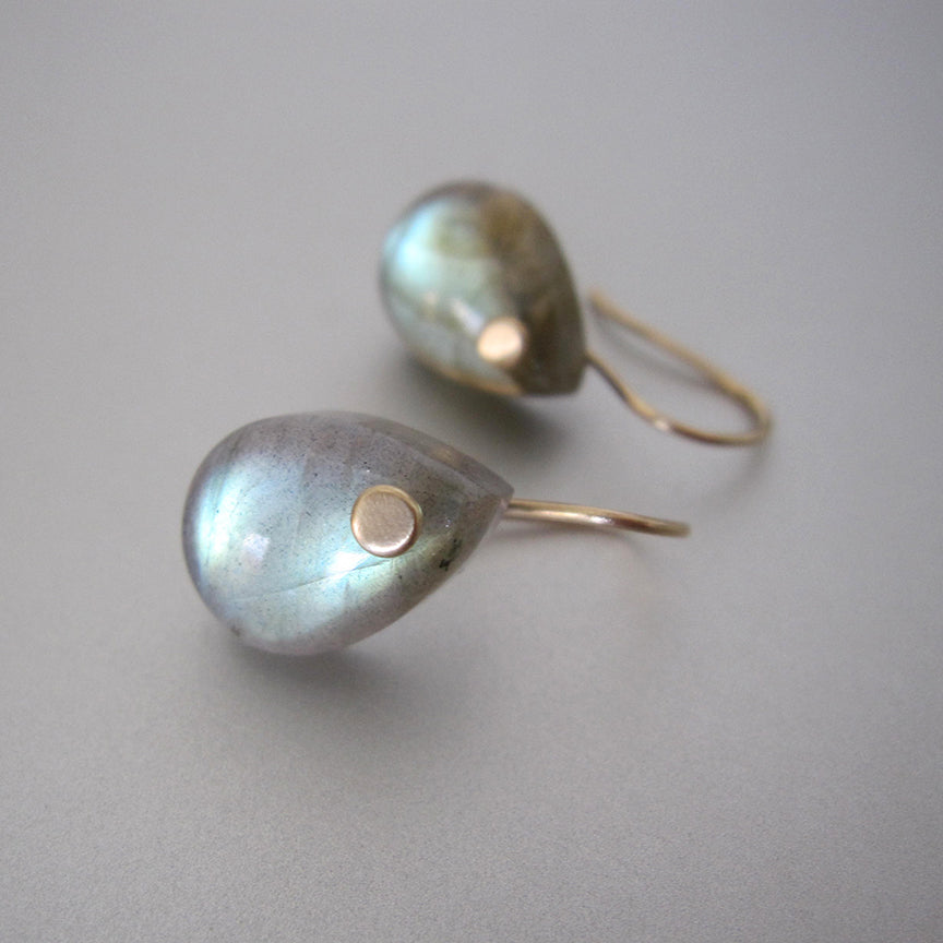 small smooth green labradorite drops solid 14k gold earrings3