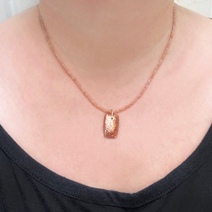 sunstone seed bead and cushion pendant solid 14k gold necklace6