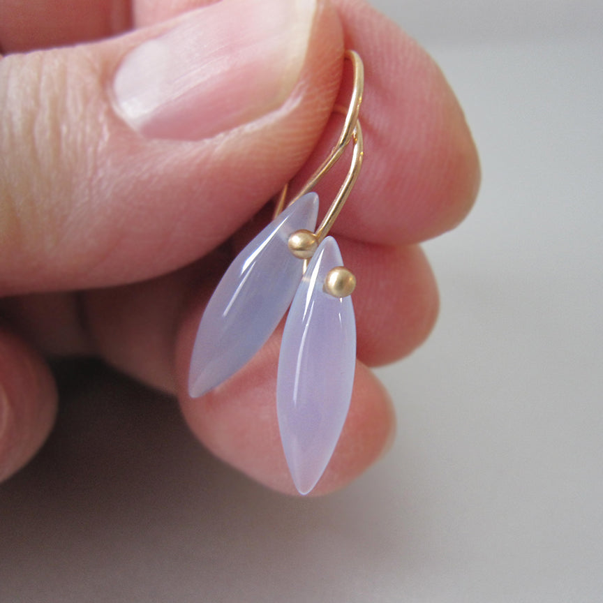 blue chalcedony smooth navette drops solid 14k gold earrings4