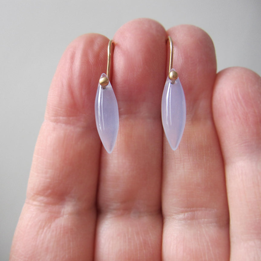 blue chalcedony smooth navette drops solid 14k gold earrings5